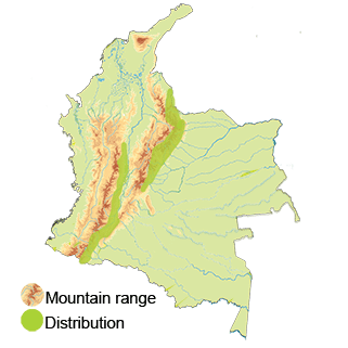 map of colombia for distribution of andean teal