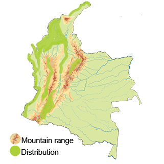 map of colombia for cinnamon teal duck, pato Colorado